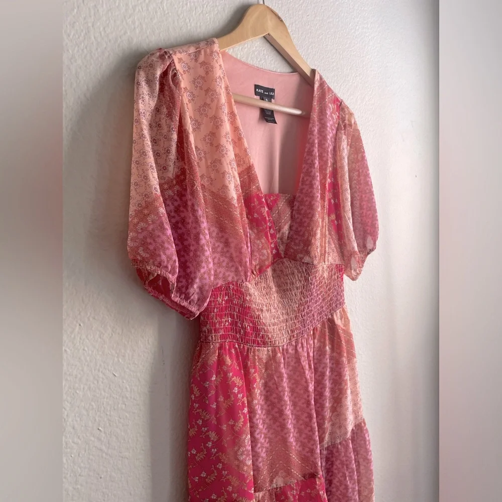 Kate and Lilly Floral Patchwork Print Dress Size 8 - Picture 4 of 5